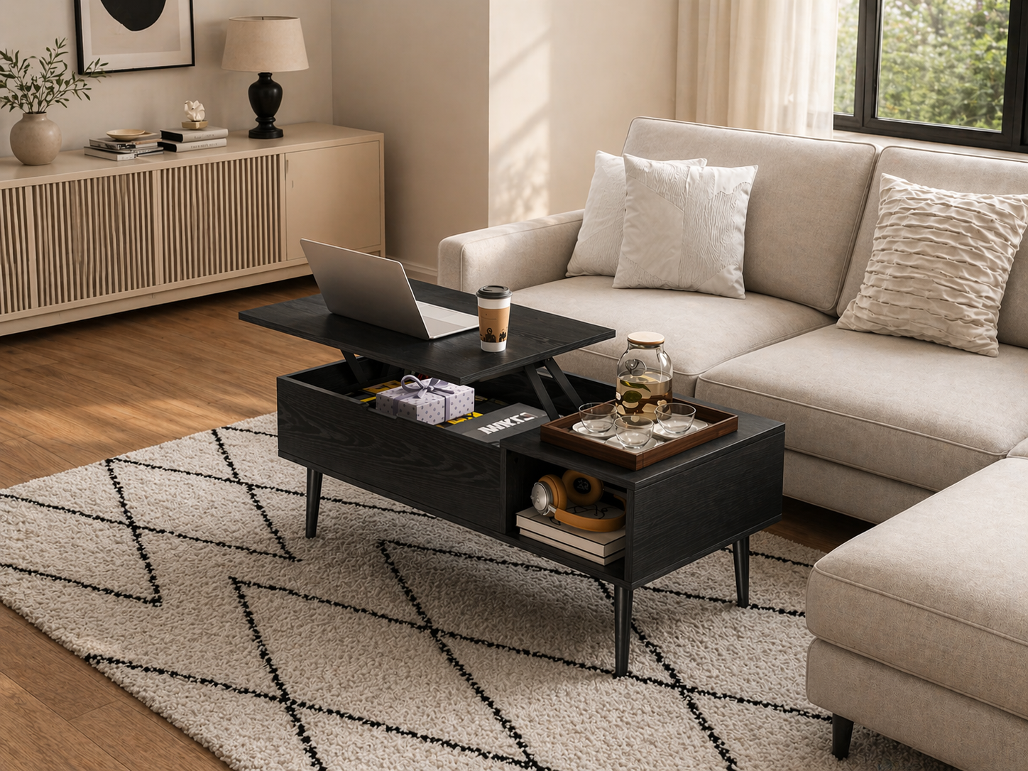 Nordlift Adjustable Storage Shelf Coffee Table